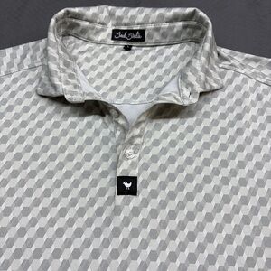 Bad Birdie Men's Gray/White Geometric Pattern Polo Size L
